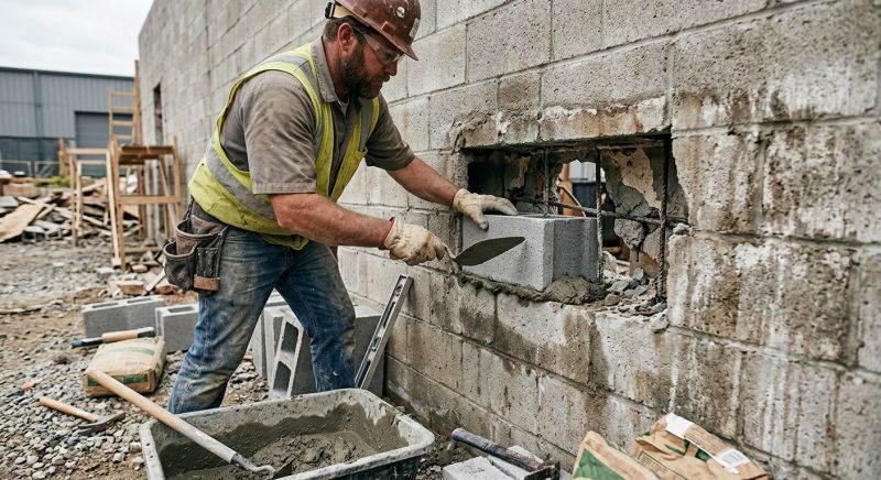 Cinder Block Wall Repair in Indian Mound, TN