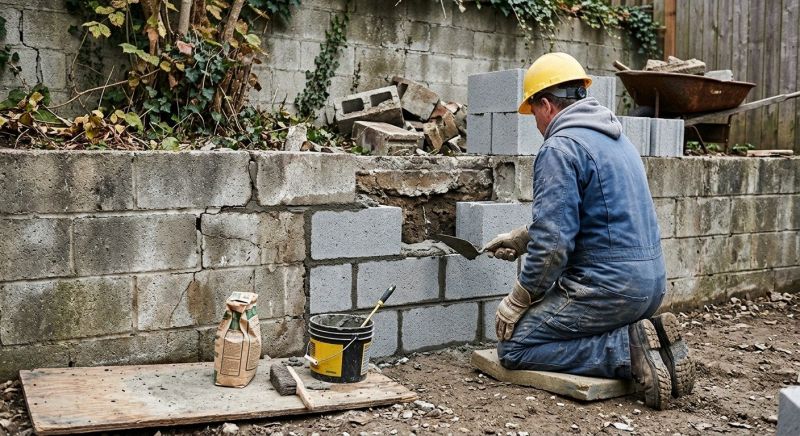 Concrete Block Wall Repair in Clarksville, TN